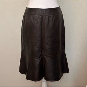 Etcetera Dark Brown Leather Midi Skirt